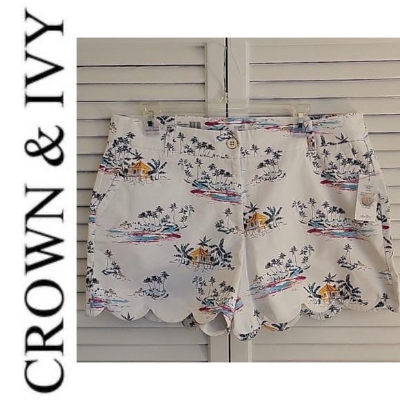 crown & ivy Pants - Crown & Ivy 🌴 Shelby Scallop Shorts